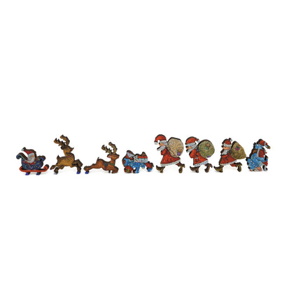Wooden Jigsaw Puzzle for Adults - Uniquely Shaped Pieces - 340 Pieces - Santa Snow Globe