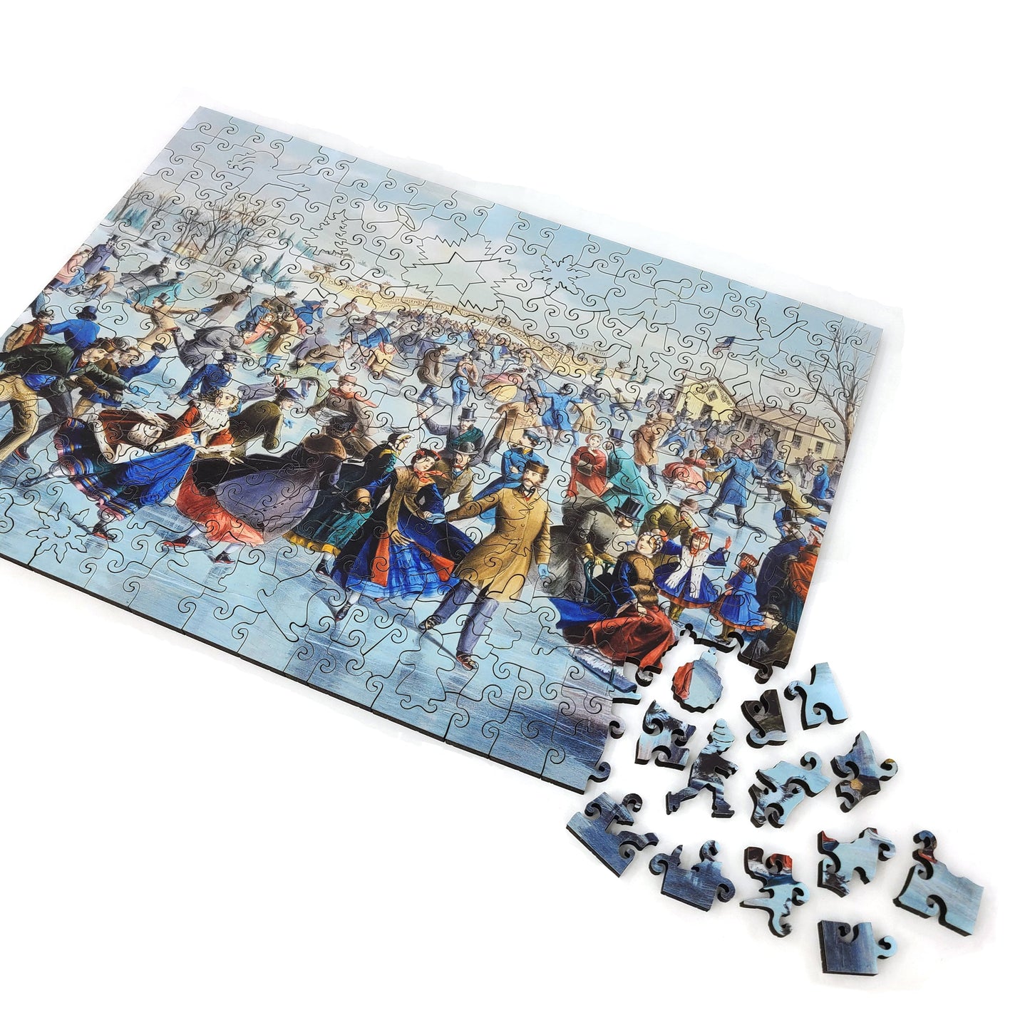 Wooden Jigsaw Puzzle for Adults - Uniquely Shaped Pieces  - 262 Pieces - Central Park, Winter – The Skating Pond