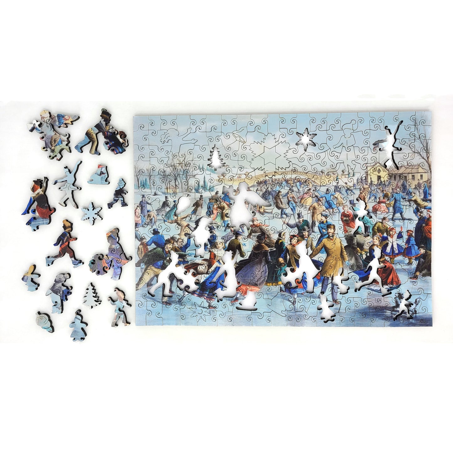 Wooden Jigsaw Puzzle for Adults - Uniquely Shaped Pieces  - 262 Pieces - Central Park, Winter – The Skating Pond