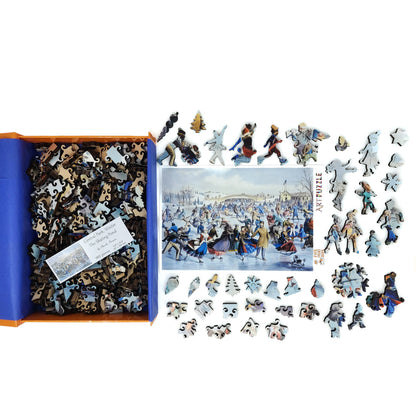 Wooden Jigsaw Puzzle for Adults - Uniquely Shaped Pieces  - 262 Pieces - Central Park, Winter – The Skating Pond