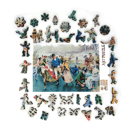 Wooden Jigsaw Puzzle for Adults - Uniquely Shaped Pieces  - 255 Pieces - A Merry Christmas