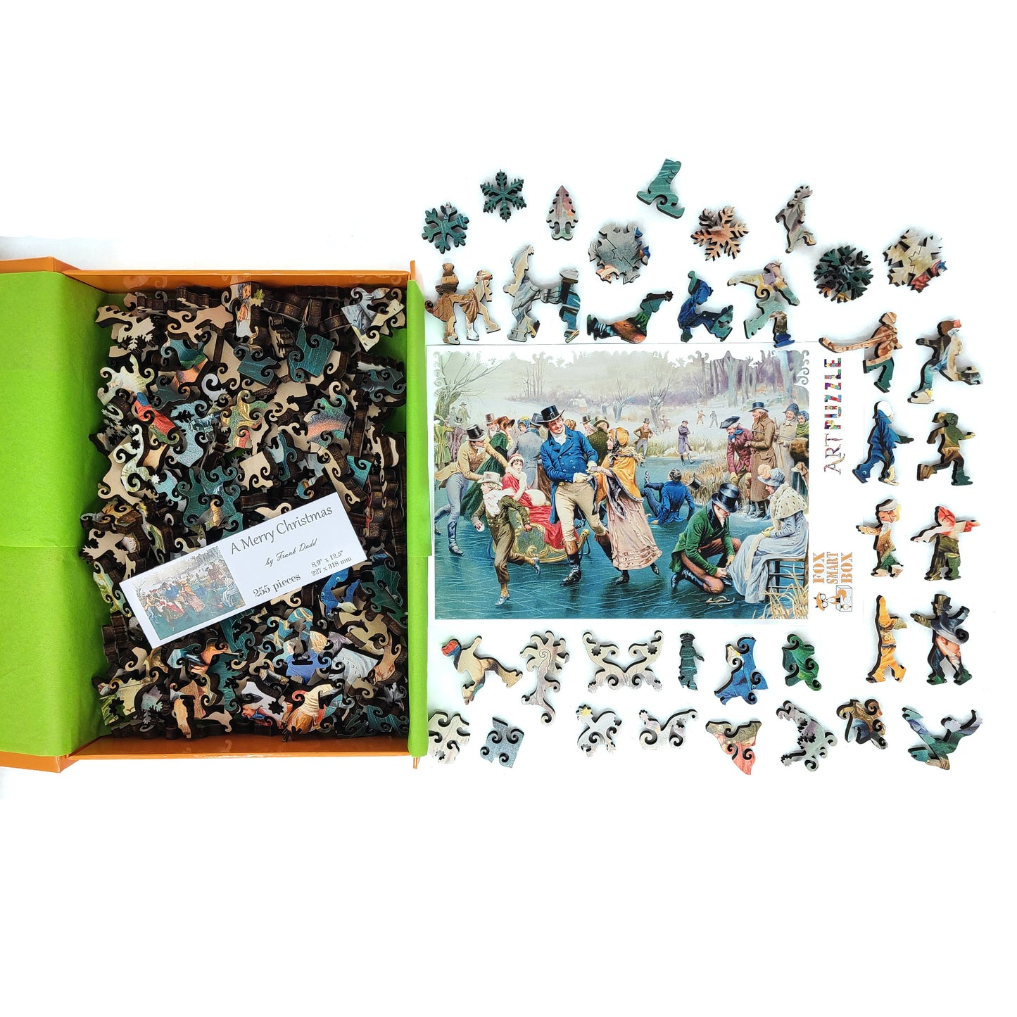 Wooden Jigsaw Puzzle for Adults - Uniquely Shaped Pieces  - 255 Pieces - A Merry Christmas