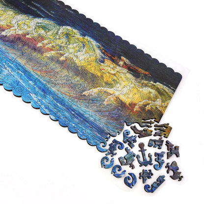 Wooden Jigsaw Puzzle with Uniquely Shaped Pieces for Adults - 390 Pieces - Neptune's Horses