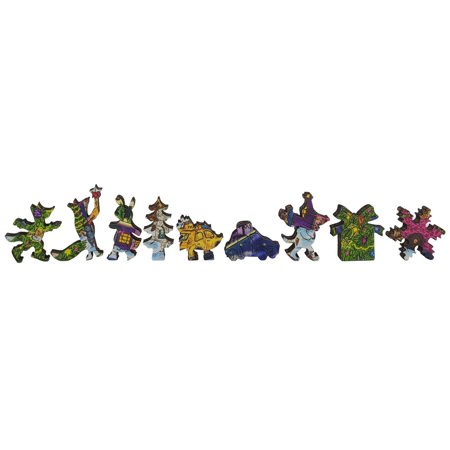 Wooden Jigsaw Puzzle for Adults - Uniquely Shaped Pieces - 220 Pieces - New York Holiday Lights