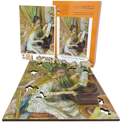 Large Format Wooden Jigsaw Puzzle with Uniquely Shaped Pieces for Seniors and Adults - 260 Pieces - Young Girls at the Piano