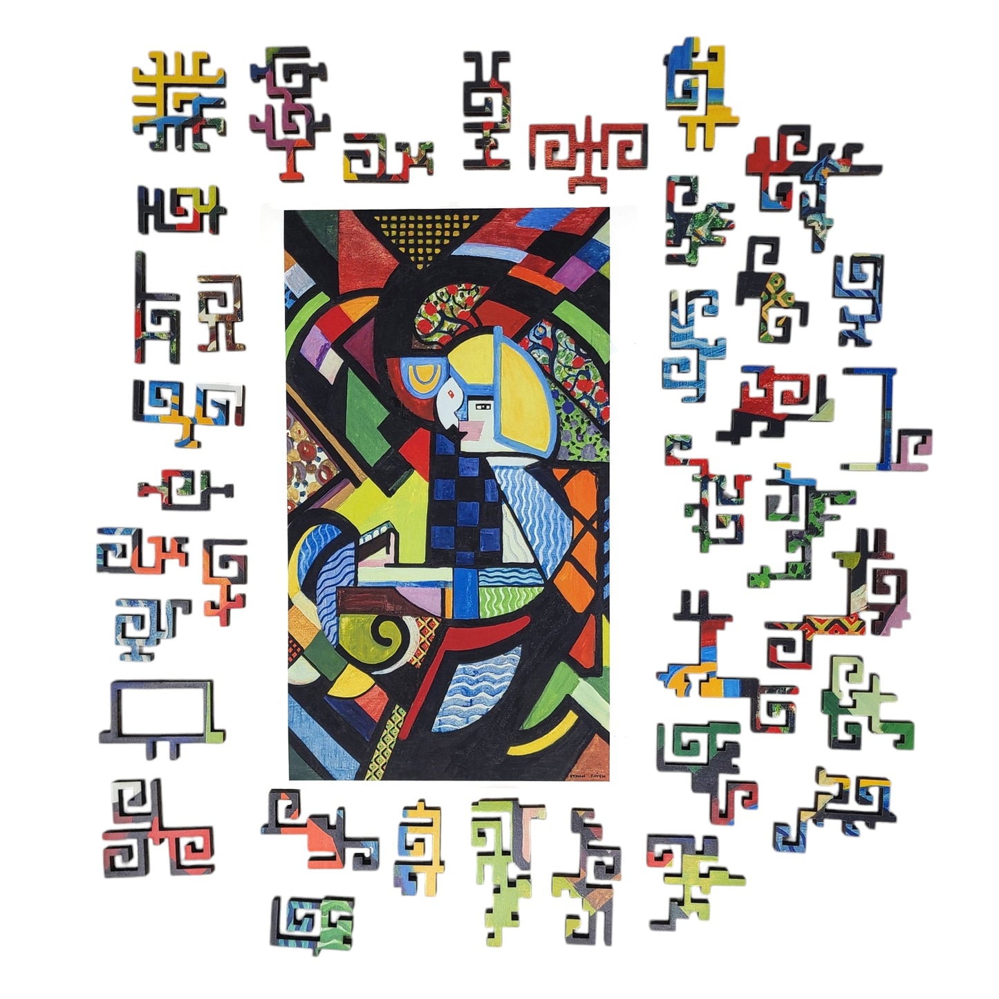 Wooden Jigsaw Puzzle for Adults - Geometric - 300 Pieces - Daughter in a Rocker
