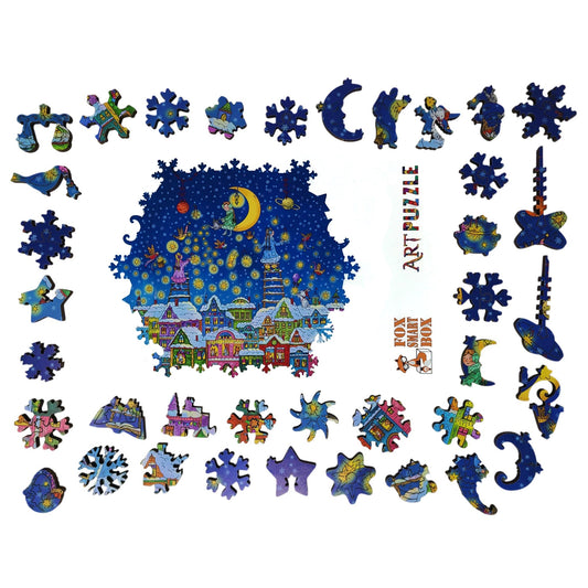 Wooden Jigsaw Puzzle for Adults - Uniquely Shaped Pieces - 140 Pieces - The Starfall