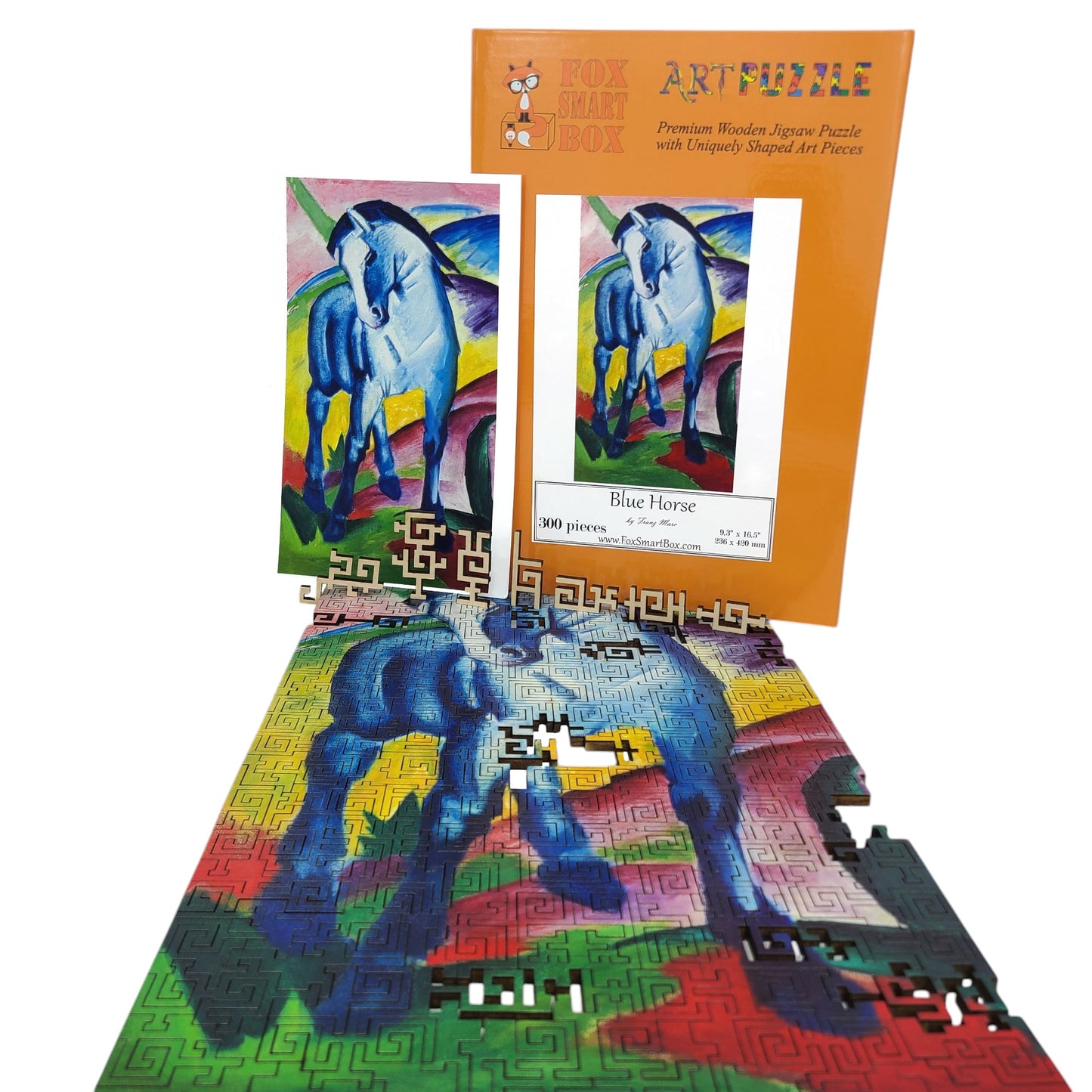 Wooden Jigsaw Puzzle for Adults - Geometric - 300 Pieces - Blue Horse