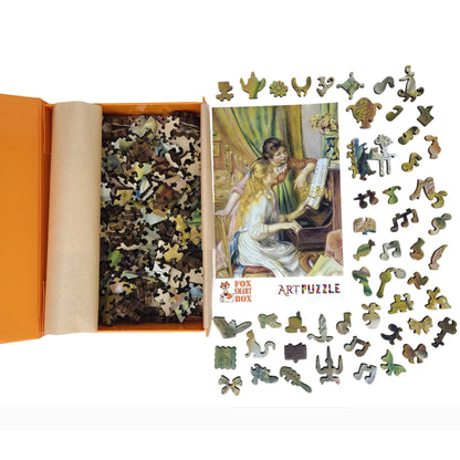 Large Format Wooden Jigsaw Puzzle with Uniquely Shaped Pieces for Seniors and Adults - 260 Pieces - Young Girls at the Piano