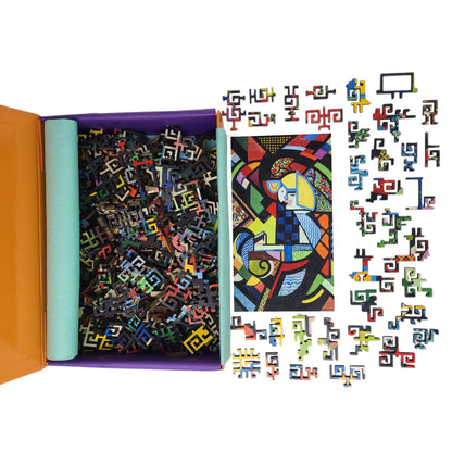 Wooden Jigsaw Puzzle for Adults - Geometric - 300 Pieces - Daughter in a Rocker