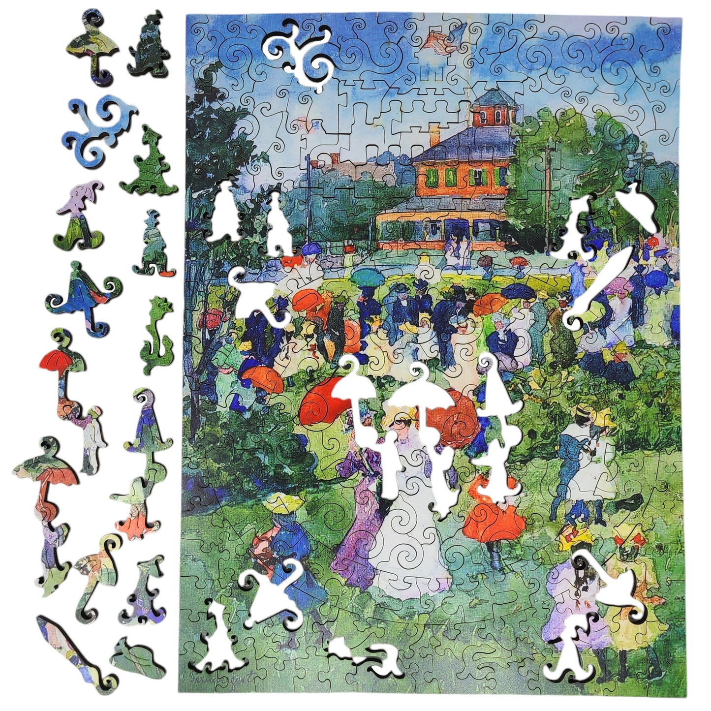 Large Format Wooden Jigsaw Puzzle with Uniquely Shaped Pieces for Seniors and Adults - 212 Pieces - Franklin Park Boston