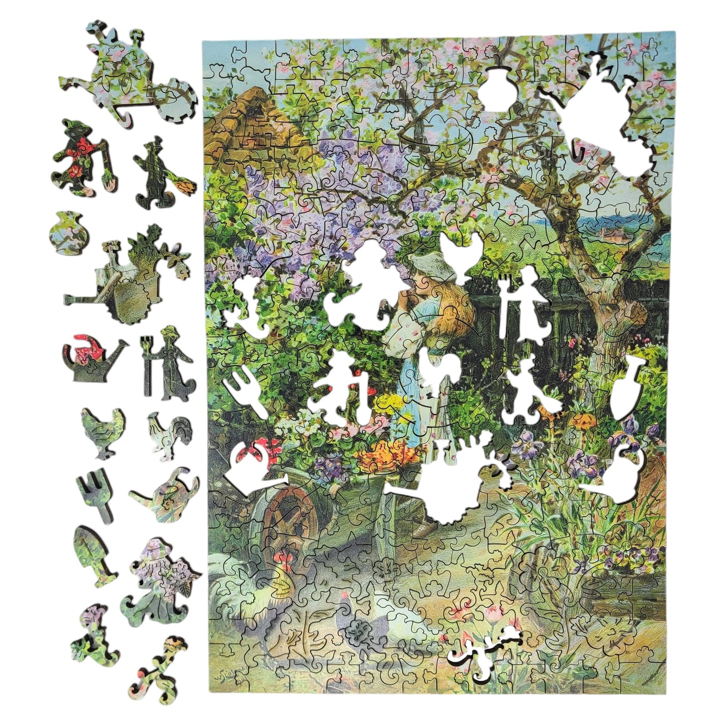 Large Format Wooden Jigsaw Puzzle with Uniquely Shaped Pieces for Seniors and Adults - 220 Pieces - Spring Blossoms
