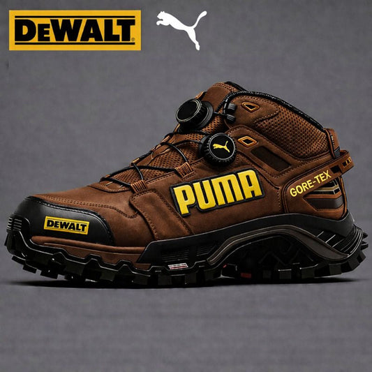 Nepromokavá a prodyšná pánská pracovní a turistická obuv od značek PUMA® a DEWALT je ideální pro práci i outdoorové aktivity.