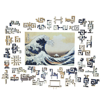 Wooden Jigsaw Puzzle for Adults - Geometric - 260 Pieces - The Great Wave off Kanagawa