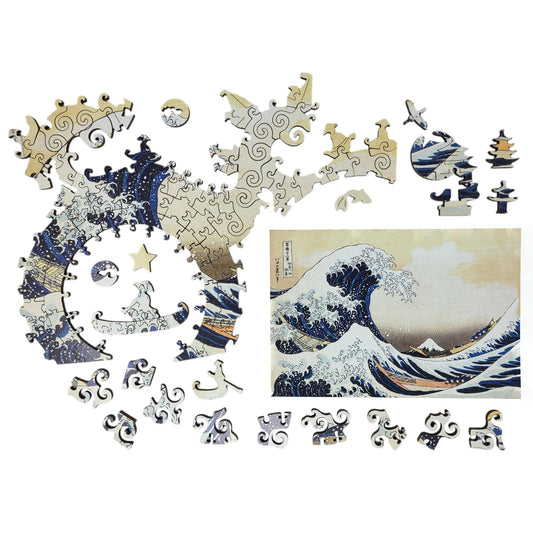 Large Format Wooden Jigsaw Puzzle with Uniquely Shaped Pieces for Seniors and Adults - 205 Pieces - The Great Wave off Kanagawa