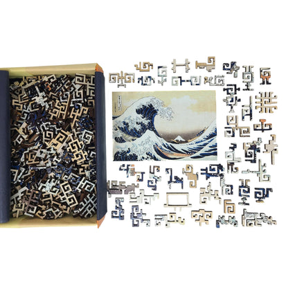 Wooden Jigsaw Puzzle for Adults - Geometric - 260 Pieces - The Great Wave off Kanagawa