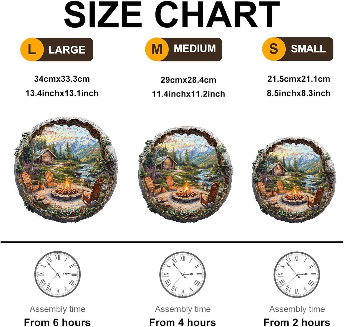 Wooden Puzzles for Adults - Mountain Outdoor Campfire Wooden Jigsaw Puzzles for Adults - Unique Irregular Pieces Wood Puzzles Adult for Relaxation (11.4 * 11.2in-200 Pcs)
