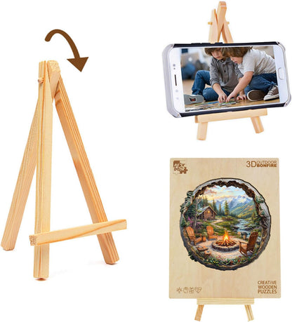 Wooden Puzzles for Adults - Mountain Outdoor Campfire Wooden Jigsaw Puzzles for Adults - Unique Irregular Pieces Wood Puzzles Adult for Relaxation (11.4 * 11.2in-200 Pcs)