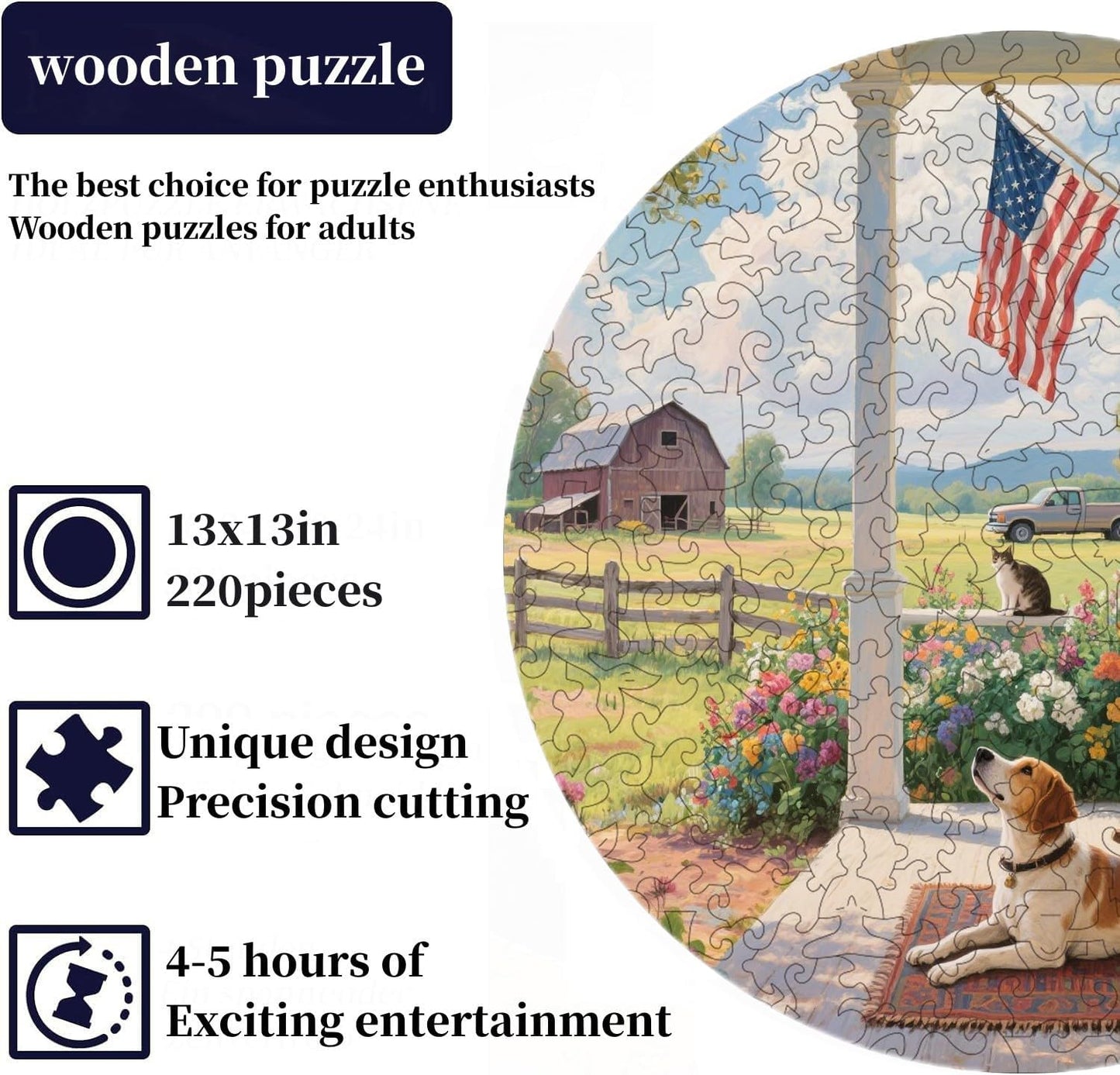 Wooden Puzzle for Adults 220 Piece,Irregular Animal Shaped Wooden Jigsaw Puzzles, Creative Puzzle Gift for Teenagers and Adults 13x13in-The Image is Protected by Copyright