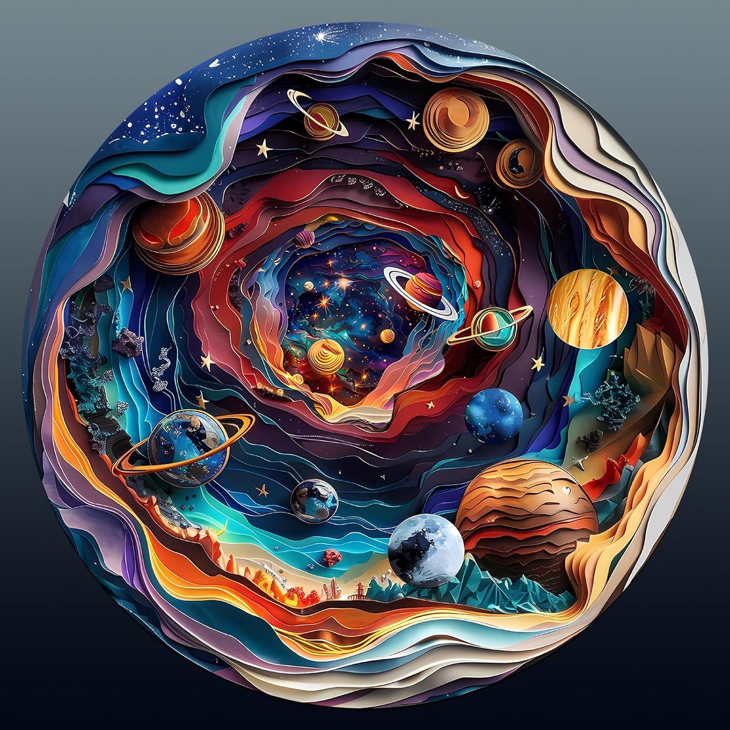 Wooden Puzzle for Adults-3D Vision Effect Wooden Puzzle Unique Shape Sunset Forest Wooden Jigsaw Puzzle for Adult, Wood Puzzles,Challenge Wooden Jigsaw Puzzle (L-13.4 * 13.4in-300pcs)
