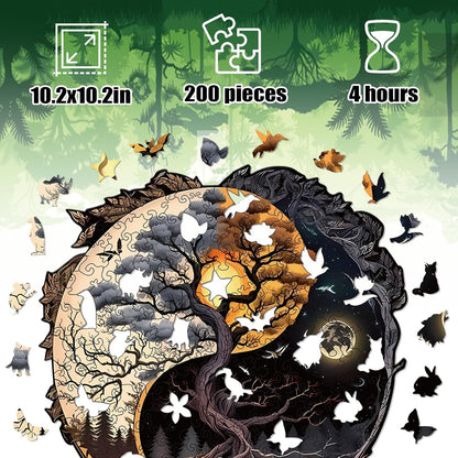 Wooden Puzzles for Adults, Tree of Life Wood Puzzles 200 Pieces, Irregular Animal Shaped Unique Wooden Jigsaw Puzzles, Creative Ghristmas Gift for Teenagers and Adults
