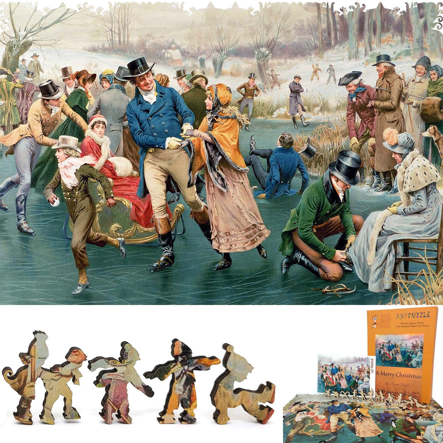 Wooden Jigsaw Puzzle for Adults - Uniquely Shaped Pieces  - 510 Pieces - A Merry Christmas