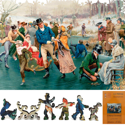 Wooden Jigsaw Puzzle for Adults - Uniquely Shaped Pieces  - 255 Pieces - A Merry Christmas