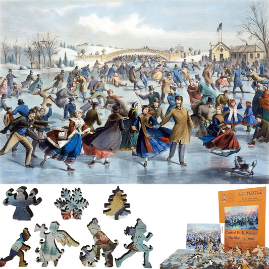 Wooden Jigsaw Puzzle for Adults - Uniquely Shaped Pieces  - 520 Pieces - Central Park, Winter – The Skating Pond