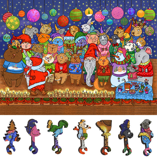 Wooden Jigsaw Puzzle for Adults - Uniquely Shaped Pieces - 205 Pieces - The Christmas Choir
