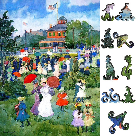 Large Format Wooden Jigsaw Puzzle with Uniquely Shaped Pieces for Seniors and Adults - 212 Pieces - Franklin Park Boston