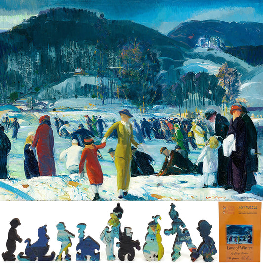 Wooden Jigsaw Puzzle for Adults - Uniquely Shaped Pieces  - 215 Pieces - Love of Winter