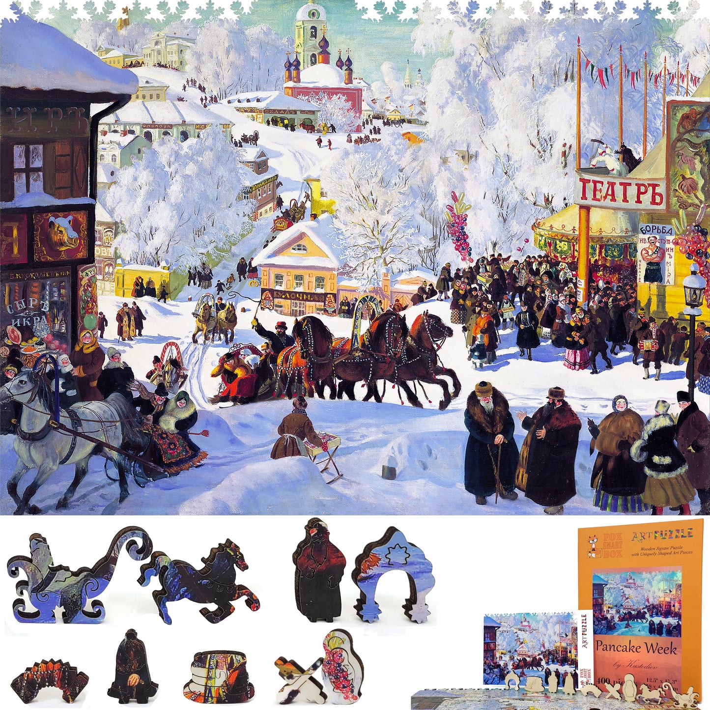 Wooden Jigsaw Puzzle with Uniquely Shaped Pieces for Adults - 400 Pieces - Pancake Week