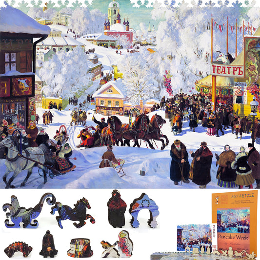 Wooden Jigsaw Puzzle with Uniquely Shaped Pieces for Adults - 400 Pieces - Pancake Week