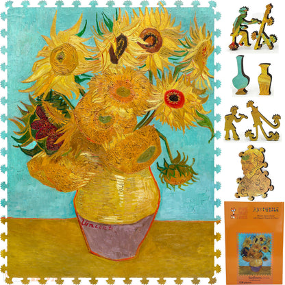 Large Format Wooden Jigsaw Puzzle for Seniors and Adults - Uniquely Shaped Pieces - 170 Pieces - Sunflowers (3rd Version)