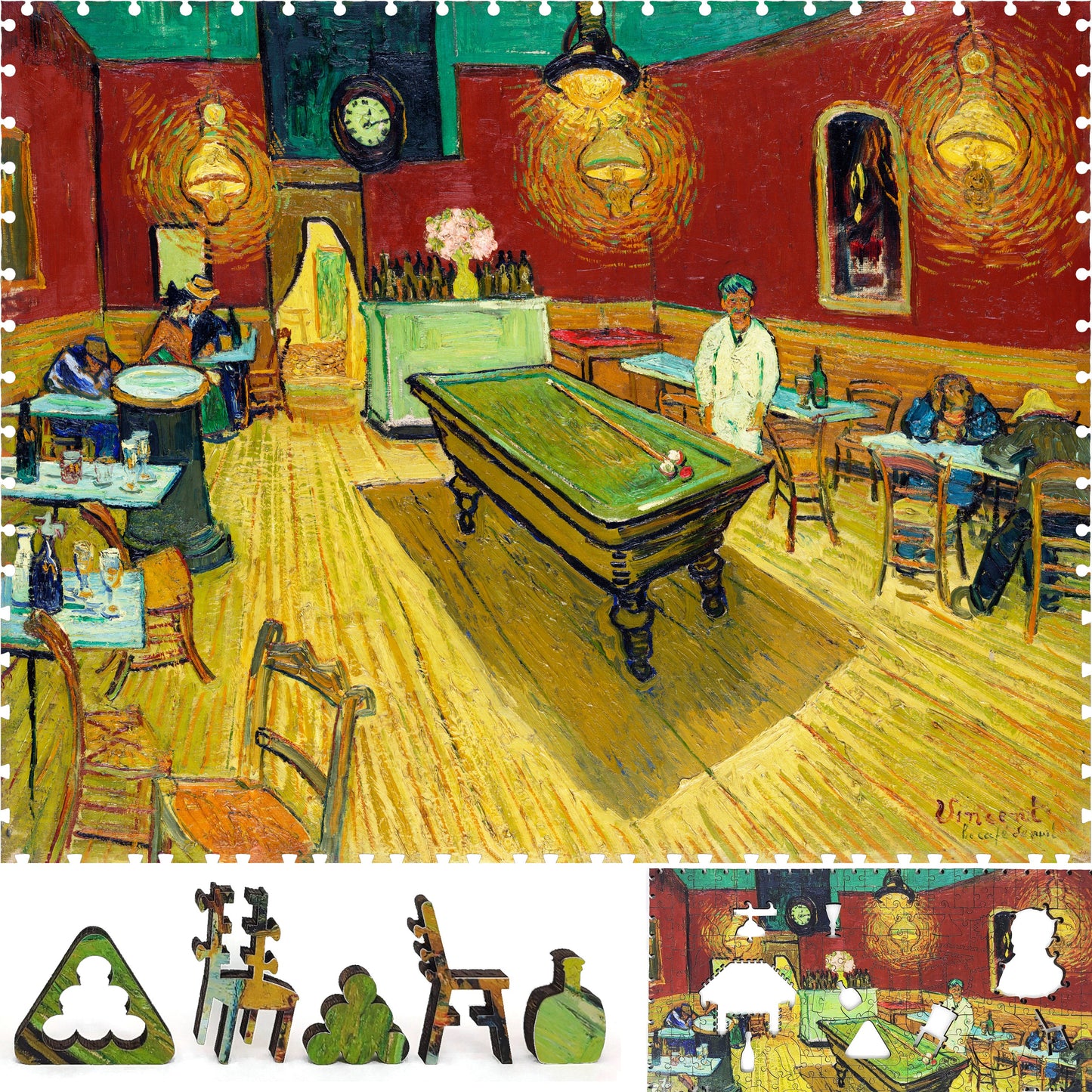 Wooden Jigsaw Puzzle with Uniquely Shaped Pieces for Adults - 330 Pieces - The Night Café
