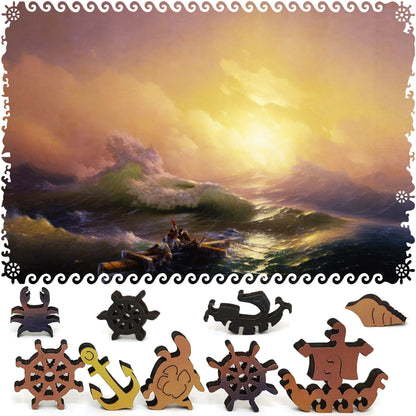 Wooden Jigsaw Puzzle with Uniquely Shaped Pieces for Adults - 425 Pieces - The Ninth Wave
