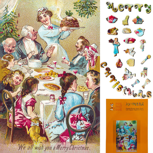 Large Format Wooden Jigsaw Puzzle with Uniquely Shaped Pieces for Seniors and Adults - 205 Pieces - We all wish you a merry Christmas