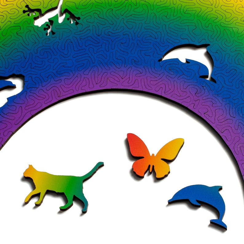 Rainbow Puzzle - wooden jigsaw puzzle by Nervous System