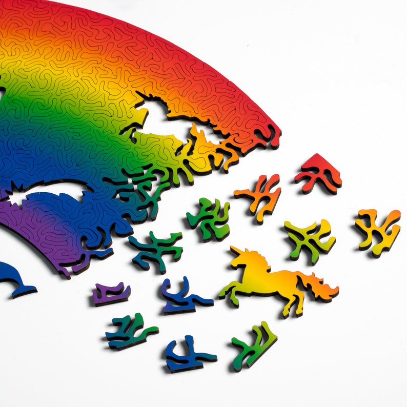 Rainbow Puzzle - wooden jigsaw puzzle by Nervous System