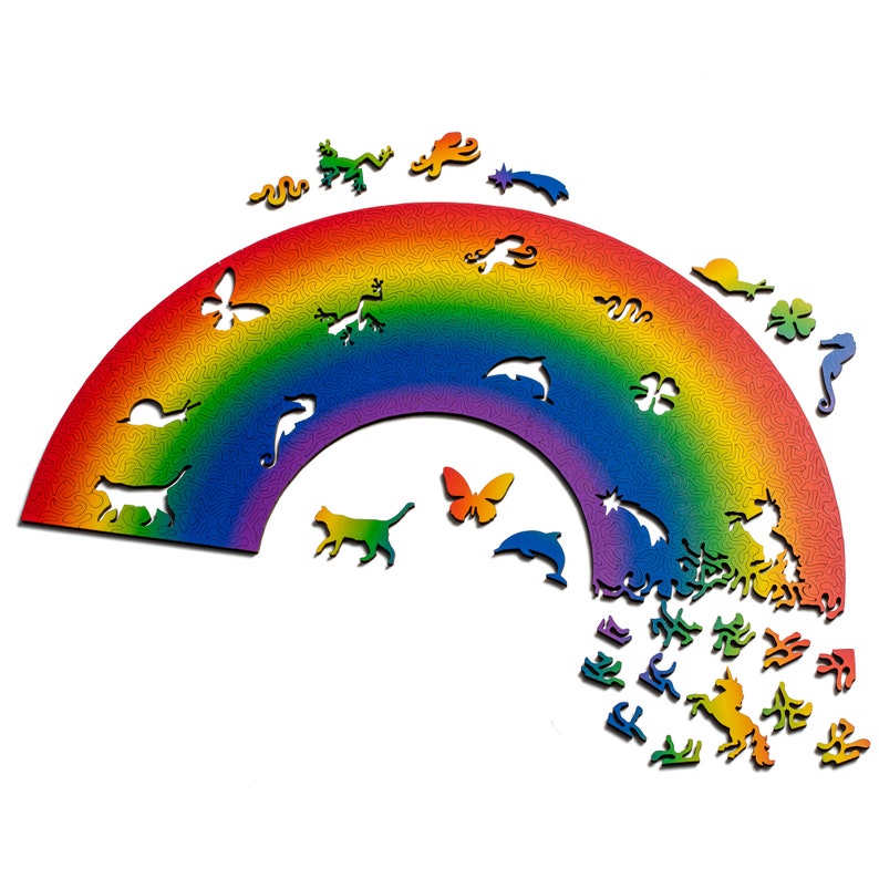 Rainbow Puzzle - wooden jigsaw puzzle by Nervous System