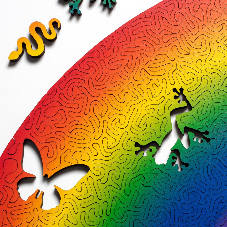 Rainbow Puzzle - wooden jigsaw puzzle by Nervous System