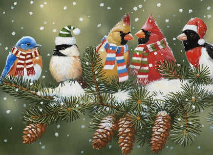 Winter Birds Unique Shaped Puzzles, Whimsy Puzzles For Adults, Logic Puzzle, Gifts For Couples, Wooden Jigsaw Puzzle, Irregular - 50 Piece