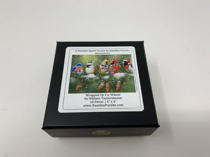 Winter Birds Unique Shaped Puzzles, Whimsy Puzzles For Adults, Logic Puzzle, Gifts For Couples, Wooden Jigsaw Puzzle, Irregular - 50 Piece