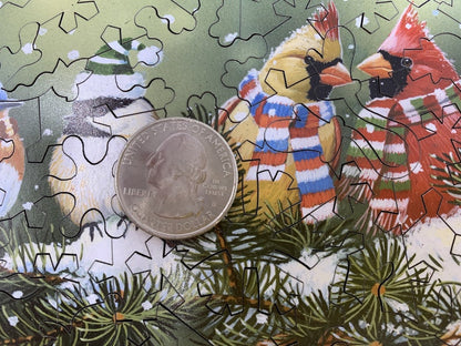 Winter Birds Unique Shaped Puzzles, Whimsy Puzzles For Adults, Logic Puzzle, Gifts For Couples, Wooden Jigsaw Puzzle, Irregular - 50 Piece