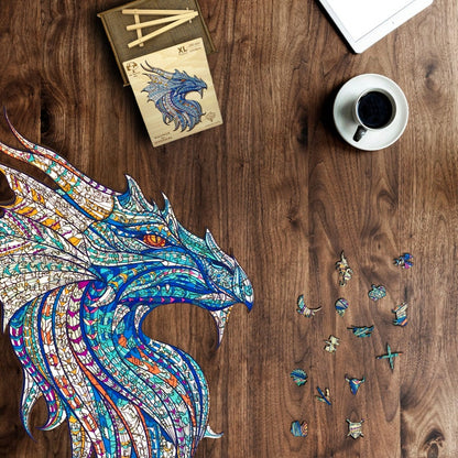 Wooden Jigsaw Puzzle XL 280 Piece (42x30cm) – Dragon Wood Puzzles for Adults Presented in Wooden Gift Box by The Puzzled Tree