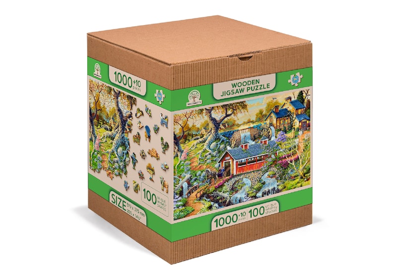 Wooden Jigsaw Puzzle "Countryside Bridges" 200, 500, 1000 pcs Beautiful Garden Adults Kids Landscape Unusual Shape Pieces Wooden.City