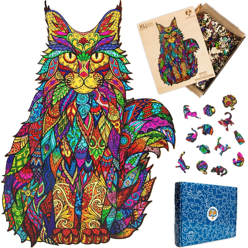 Cat Wooden Jigsaw Puzzles for Adults XL 330 Piece (46x32cm) – Cat Wood Jigsaw Puzzle for Adults by The Puzzled Tree