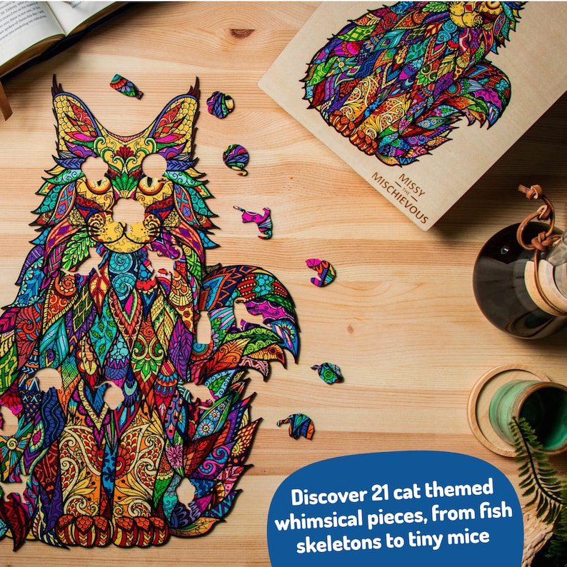 Cat Wooden Jigsaw Puzzles for Adults XL 330 Piece (46x32cm) – Cat Wood Jigsaw Puzzle for Adults by The Puzzled Tree