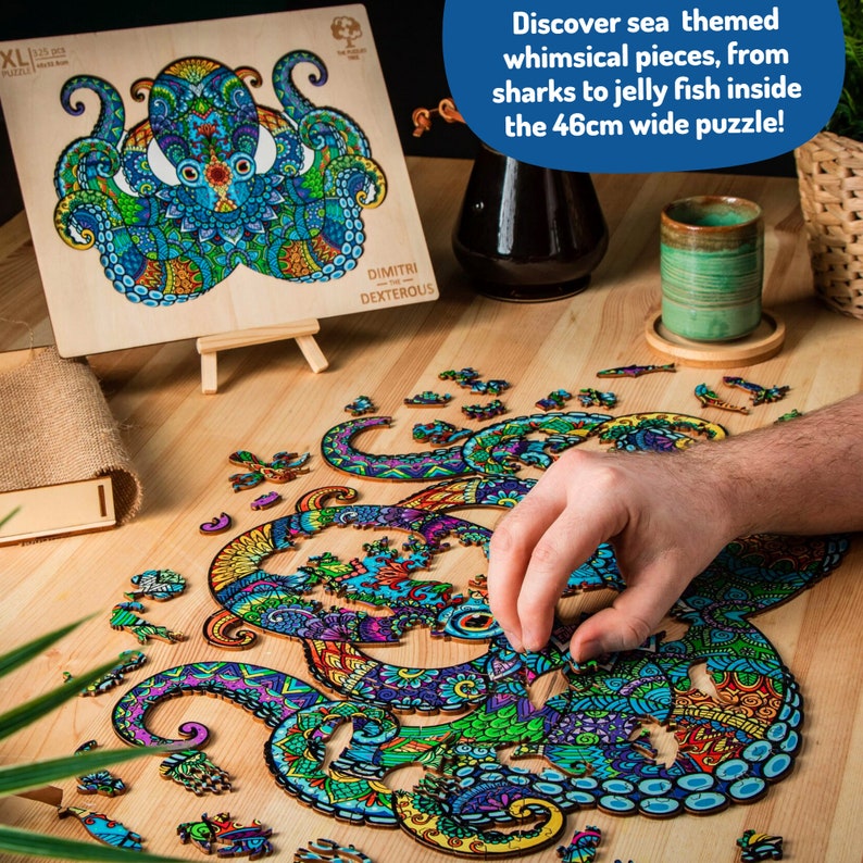 Jigsaw Puzzles for Adults XL 325 Piece (46x32.8cm) – Octopus Wooden Jigsaw Puzzle for Adults by The Puzzled Tree
