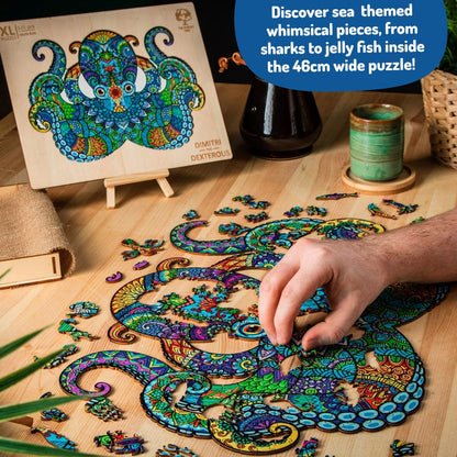 Jigsaw Puzzles for Adults XL 325 Piece (46x32.8cm) – Octopus Wooden Jigsaw Puzzle for Adults by The Puzzled Tree